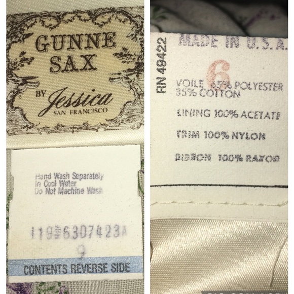 Vintage Gunn Sax by Jessica McClintock Prairie Dress Cottage-core  - Size 9 - Picture 15 of 17